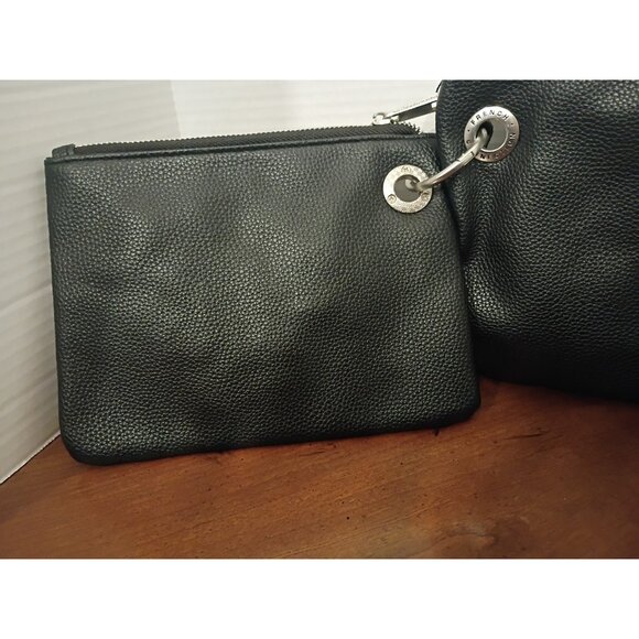 French Connection Lara Pebble Double Slim Pouches-Black-New with Tags-$48 Retail - Picture 3 of 7